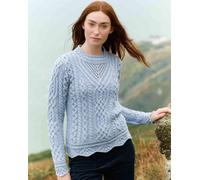 Women's Streedagh Scallop Lace Stitch Ice Marl Aran Jumper
