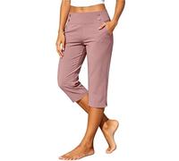Womens Stretch Yoga Capri Pants Button Casual Work Trousers Solid Colour Fitness Bottoms Comfortable Everyday Office Leisure Training Wear, 16-Pink, 5XL