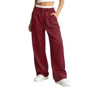 Womens Striped Wide Leg Pants High Waisted Flowy Trousers with Pockets | Soft Draped Silhouette Practical Side Pockets Front Pleats Long Flowing Leg Clean Stripe Detail Easy Everyday Pairing