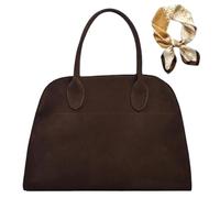 Women's Suede Purse Vintage Top Handle Bag,Fashion Retro Shoulder Satchel,Large Capacity Suede Work PU Leather Bag