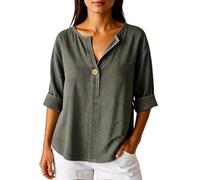 Women's Summer Casual Half Sleeve Button Down V Neck Blouse with Roll-Up Sleeves Loose Fit Top for Warm Weather Outfits