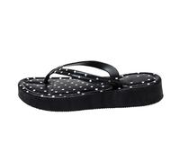 Women's Summer Slippers with Cute Polka DOT Pattern, Thick Sole Beach Sandals, Casual Comfy Slides for Daily Wear (Black, 37)