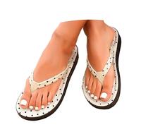Women's Summer Slippers with Cute Polka DOT Pattern, Thick Sole Beach Sandals, Casual Comfy Slides for Daily Wear (White, 39)