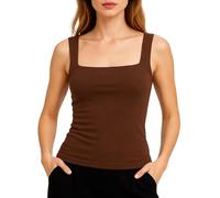 Women's Summer Square Neck Tank Top Sleeveless Ribbed Knit Camisole Basic Slim Fit Casual White T-Shirt for Daily Wear Layering And Beach Vacation