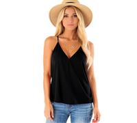 Women's Summer V Neck Spaghetti Strap Camisole Top Casual Loose Fit Wrap Front Tank Tops Solid Color Sleeveless Blouse for Beach Vacation