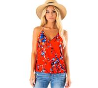 Women's Summer V Neck Spaghetti Strap Camisole Top Casual Loose Fit Wrap Front Tank Tops Solid Color Sleeveless Blouse for Beach Vacation