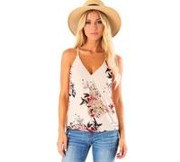 Women's Summer V Neck Spaghetti Strap Camisole Top Casual Loose Fit Wrap Front Tank Tops Solid Color Sleeveless Blouse for Beach Vacation
