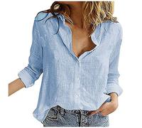 Women's T Shirts Summer Fall Button Solid Lapel Long Sleeves T Shirt Blouse Tops Loose Fit Tops Going out Blouse Ladies Casual Shirts I-152