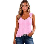 Women's Textured Sleeveless Top with O-Ring Strap Detail Casual V-Neck Tank Summer Geometric Pattern Blouse Loose Fit Tunic for Beach Vacation