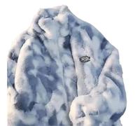 Women's Tie Dye Lamb Fleece Jacket Girl Autumn Winter Zipper Outerwear Warm Plush Jackets Harajuku Loose Female Thick Coat(Color1,XL)