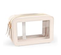 Women's Toiletry Bag For Business Trips Waterproof Storage Large Capacity Portable Double Transparent Makeup Bag(Chocolate)