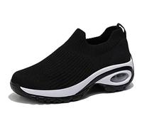 Womens Trainers, Sports Casual Shoes, Air Cushion Arch Support for Lightweight Air Cushion Design Ideal Work Walking Shoes for Ladies - Stylish Mesh Platform Trainers (Black,39)