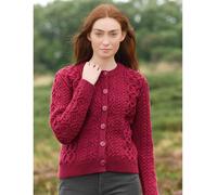Women's Tramore Short Button Fuchsia Aran Cardigan