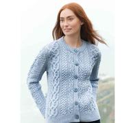 Women's Tramore Short Button Ice Marl Aran Cardigan