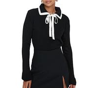 Women's two-tone sweater with collar and bon ton bow, long sleeve 0039 nuovo