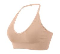 Women's Underwired Bra Halter Sports Backless Deep V Neck Padded Sexy Gym Push Up Adjustable Straps, Gy1, M(Pink,L)