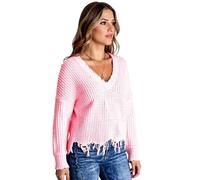 Women's V Neck Batwing Sleeve Sweater Casual Loose Fit Waffle Knit Pullover with Frayed Hem Tassel Detail Fall Winter Fashion Top for Ladies