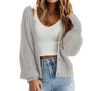 Women's V Neck Button Up Cardigan Sweater Cozy Fall Winter Outerwear