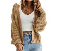 Women's V Neck Button Up Cardigan Sweater Cozy Fall Winter Outerwear