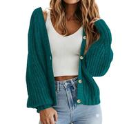 Women's V Neck Button Up Cardigan Sweater Cozy Fall Winter Outerwear