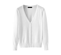Women's V Neck Knit Cardigans Autumn Plain Outwear Casual Loose Sweater Long Sleeve Open Front Cardigan Lightweight Jumper I-190