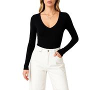 Women's V Neck Long Sleeve T Shirt Slim Fit Basic Tee Solid Color Stretchy Casual Top for Layering Spring Fall Fashion Daily Wear