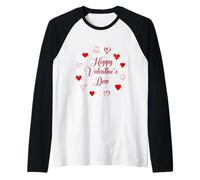 Womens Valentine's Day Love Heart Printed Casual Graphic Art Maglia con Maniche Raglan