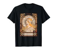 Womens vintage bohemian Design in Art Nouveau Style, Mucha Maglietta