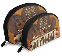 Womens Vintage Orange Card with The Image Ukulele Drums Travel Cosmetic Bags Waterproof 2PC Makeup Clutch Pouch Cosmetici e articoli da toeletta Organizer Bag Portable Travel Beauty Case Girls