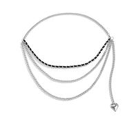 Womens Waist Chain Belt, Waist Body Chain for Bikini Multilayer Chain Heart Tassel Belly Chain for Women Sexy Belts(Silver)