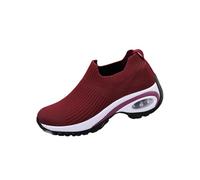 Womens Walking Sock Sneakers for Women-Lightweight Slip-On Sports Shoes for Work, Gym, Travel (Brown Red,38)