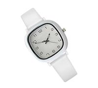 Women's Watches, Square Silicone Band Lady Wristwatch 1.46 inches, Easy Read with Second Hand, Jewelry Accessories for School, Exams, Daily Wear, Black, White, Long Term Use