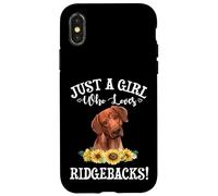 Womens Watercolor Sunflowers Girl Who Loves Ridgebacks Lover Custodia per iPhone X/XS