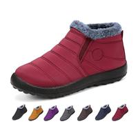 Women's Waterproof Orthopedic Warm Boots, Winter Snow Boots, Lightweight Slip On Walking Shoes(Red,43 EU)