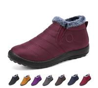 Women's Waterproof Orthopedic Warm Boots, Winter Snow Boots, Lightweight Slip On Walking Shoes(Wine red,42 EU)