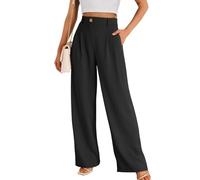 Women's Wide Leg Dress Pants High Waisted Loose Fit Business Casual Work Trousers with Pockets(Black,M)