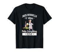 Womens Wine Makes Everything Fine Jack Russell Terrier Lover Maglietta