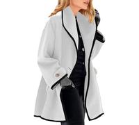 Womens Winter Coats Long Winter Stand Collar Single Breasted Trench Coat Casual Peacoat Outerwear White X Large