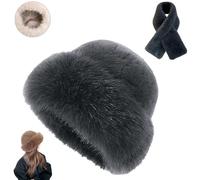 Womens Winter Faux Fur Bucket Hat,Thick Furry Warm Fisherman cap,Fluffy Soft Faux Mink Plush Mongolian Hat for Outdoor (Dark Gray)