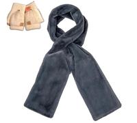 Women's Winter Faux Fur Scarf with Hidden Zipper Pocket,Soft Warm Neck Wrap,Secure Concealed Storage for Essentials (Grey)