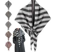 Women's Wool Blend Shawl Wrap, Knitted Cardigan Cape & Triangle Scarf, Soft Cozy Striped and Solid Color Shawls for Women All Season, strisce grigie e bianche, L