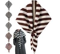 Women's Wool Blend Shawl Wrap, Knitted Cardigan Cape & Triangle Scarf, Soft Cozy Striped and Solid Color Shawls for Women All Season, Bianco caffè a strisce, L
