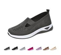 Women's Woven Orthopedic Breathable Soft Shoes Arch Support Women Wide Width Anti Skid Walking Comfortable Slip On Sneakers (Dark Grey,43)