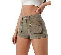Womens Y2K Jean Cargo Shorts Tasche a Vita Alta Combat Short Teen Girls Summer Gothic Hot Pants