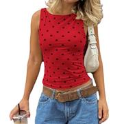Women's Y2K Sleeveless Tank Top, Retro Street Style, Comfortable Stretch Fabric, Rock Aesthetic, Everyday Wear (Burgundy,XS)