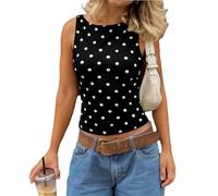 Women's Y2K Sleeveless Tank Top, Retro Street Style, Comfortable Stretch Fabric, Rock Aesthetic, Everyday Wear (Black,XS)