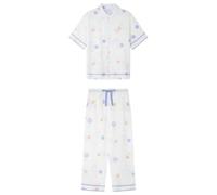 Women'secret Capri Pyjama Multilicense Play Smiley Pigiama, Bianco, L Donna
