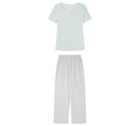 Women'secret Pigiama Lungo da Donna Daily Stripes, Verde, M