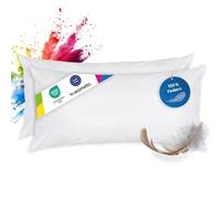 WOMETO 2 cuscini in piuma - OekoTex morbido, Tessuto, bianco, 40 x 80 cm