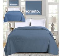 wometo Copriletto double face 220x240 OEKO-TEX blu | Copriletto XXL imbottito e trapuntato per letto matrimoniale, divano e letto